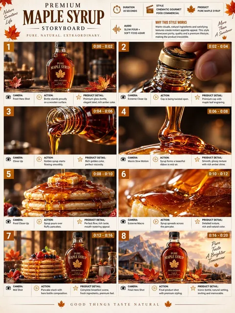Premium Maple Syrup Commercial Storyboard