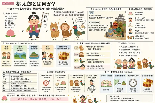 Momotaro Explainer Slide in Hybrid Style
