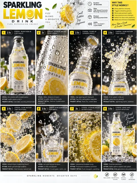 Premium Sparkling Lemon Commercial Storyboard
