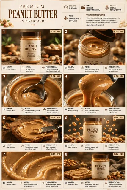 Gourmet Peanut Butter Commercial Storyboard