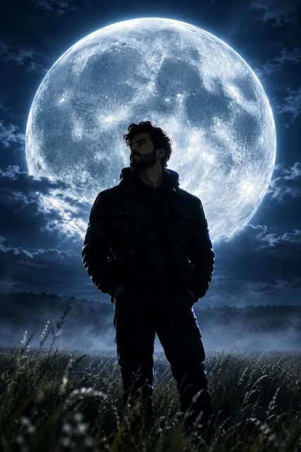 Giant Moon Night Silhouette
