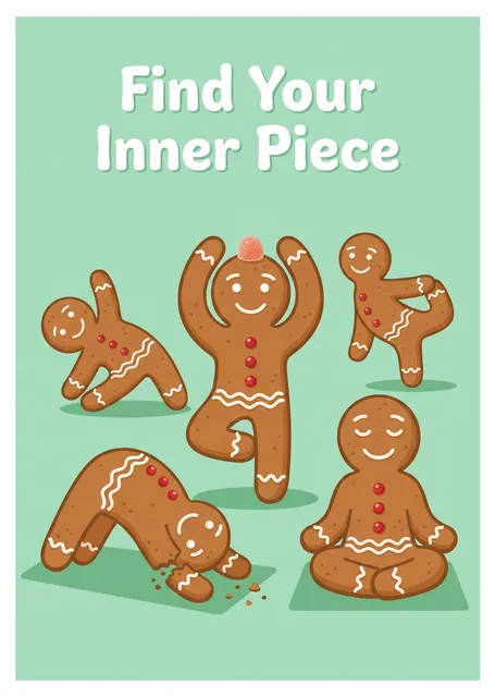 Gingerbread Yoga Class Christmas Card