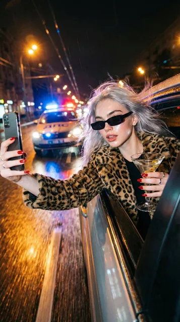 Ultra-Realistic Cinematic Night Street Selfie During a High-Speed Escape
