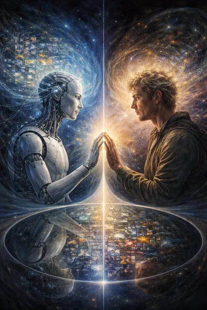 Philosophical AI Reflection Painting Prompt