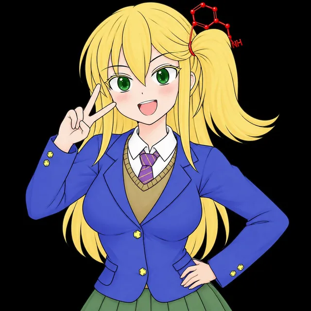 Anime Schoolgirl with Molecule Hairpin